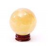 Kalcit koule 53 mm 215g přírodní kámen + dřevěný podstavec #K577