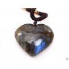 Labradorite stone pendant - Heart + cord #160