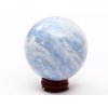 Kalcit modrý koule 70 mm 438 g přírodní kámen + dřevěný podstavec #K1018
