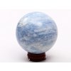 Kalcit modrý koule 70 mm 438 g přírodní kámen + dřevěný podstavec #K1018