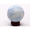 Kalcit modrý koule 55 mm 250 g přírodní kámen + dřevěný podstavec #K1019