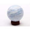 Kalcit modrý koule 55 mm 250 g přírodní kámen + dřevěný podstavec #K1019