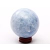 Kalcyt niebieski kulka 65 mm 408 g naturalny kamień + drewniana podstawa #K1023