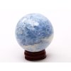 Kalcit modrý koule 55 mm 212 g přírodní kámen + dřevěný podstavec #K1026