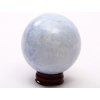 Kalcit modrý koule 65 mm 371 g přírodní kámen + dřevěný podstavec #K1034