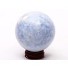 Kalcit modrý koule 60 mm 343 g přírodní kámen + dřevěný podstavec #K1038