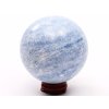 Kalcyt niebieski kula 75 mm 564 g naturalny kamień + drewniana podstawa #K1049