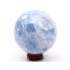 Kalcyt niebieski kulka 80 mm 658 g naturalny kamień + drewniana podstawa #K1054