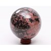 Rodonit koule 85 mm 1.095 g přírodní kámen + dřevěný podstavec #K1056