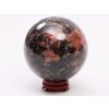 Rodonit koule 70 mm 623 g přírodní kámen + dřevěný podstavec #K1061