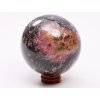 Rodonit koule 85 mm 1.137 g přírodní kámen + dřevěný podstavec #K1062