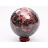 Rodonit koule 80 mm 1.000 g přírodní kámen + dřevěný podstavec #K1066