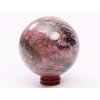 Rodonit koule 80 mm 1.003 g přírodní kámen + dřevěný podstavec #K1072