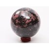 Rodonit koule 85 mm 1.140 g přírodní kámen + dřevěný podstavec #K1073