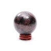 Granát koule 54 mm 277 g přírodní kámen + dřevěný podstavec #A321