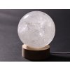 Křišťál koule 79 mm 686g přírodní kámen + LED dřevěný podstavec #A377