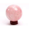 Kula z różowego kamienia 61 mm 318 g naturalny kamień + drewniana podstawa #B90