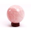 Kula z różowego kamienia 61 mm 318 g naturalny kamień + drewniana podstawa #B90