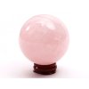 Kula z różowego kamienia 63 mm 343 g naturalny kamień + drewniana podstawa #B143