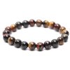 Náramek Tygří, byčí a sokolí oko - 8 mm kuličky #897 - z přírodních kamenů