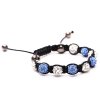 Bransoletka Shamballa z kryształami cyrkonu - niebieska - biała #913