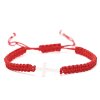 Shamballa náramek přátelství s křížem a pletenými proužky #919 červený