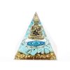Orgonit pyramida 6x6 cm Buddha + kameny Howlit Tyrkenit  #OR008