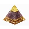 Piramida orgonitowa Kamienie ametystowe + spirala w szczycie 5x5 cm #OR025