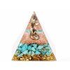 Orgonit pyramída 5x5 cm Budha + kamene Tyrkenit #OR043