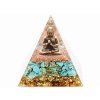 Orgonit pyramída 5x5 cm Budha + kamene Tyrkenit #OR043