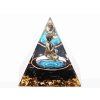 Orgonit pyramída 5x5 cm Budha + kamene Obsidián #OR044