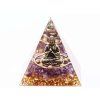 Orgonite pyramid 5x5 cm Buddha + Amethyst stones #OR047