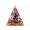 Piramida orgonitowa 5x5 cm Budda + kamienie Ametyst #OR047