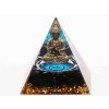 Orgonit pyramida 6x6 cm Buddha + kameny Obsidián #OR049