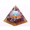 Orgonit pyramida 6x6 cm Ametyst kameny + Feng Shui + kulička #OR079
