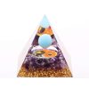 Orgonit pyramida 6x6 cm Ametyst kameny + Feng Shui + kulička #OR079