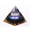 Orgonit piramida 5x5 cm Kamienie obsydianowe + Kwiat na Drodze Mlecznej #OR082