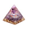 Orgonit pyramida 5x5 cm Ametyst kameny + Lepidolit ve spirále #OR089