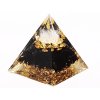 Orgonit pyramida 5x5 cm Obsidián kameny + kulička Ruženín #OR101