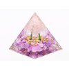 Orgonit pyramida 5x5 cm Lepidolit kameny + Růženín strom #OR106