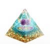 Orgonit pyramida 5x5 cm Ametyst kulička + symbol 30 = Om (ॐ) #OR108
