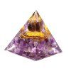 Orgonit pyramída 5x5 cm Ametyst kamene + špirála + guľôčka #OR111
