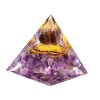 Orgonit pyramida 5x5 cm Ametyst kameny + spirála + kulička #OR111