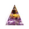 Orgonit pyramída 5x5 cm Ametyst kamene + špirála + guľôčka #OR111