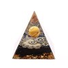 Orgonit pyramida 6x6 cm Obsidián kameny + Tygří oko kulička #OR122