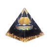 Orgonit pyramida 6x6 cm Obsidián kameny + Tygří oko kulička #OR124