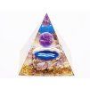 Orgonit pyramida Vodnář 6x6 cm Ametyst kameny + kulička #OR161