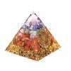 Orgonitová pyramida Čakrová harmonie 6×6 cm #OR167 síla barevných kamenů a Sri Yantra