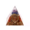 Orgonitová pyramida Čakrová harmonie 6×6 cm #OR167 síla barevných kamenů a Sri Yantra