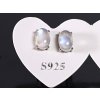 Náušnice Měsíční kámen ovál 5x7 mm se stříbrem #102 S925